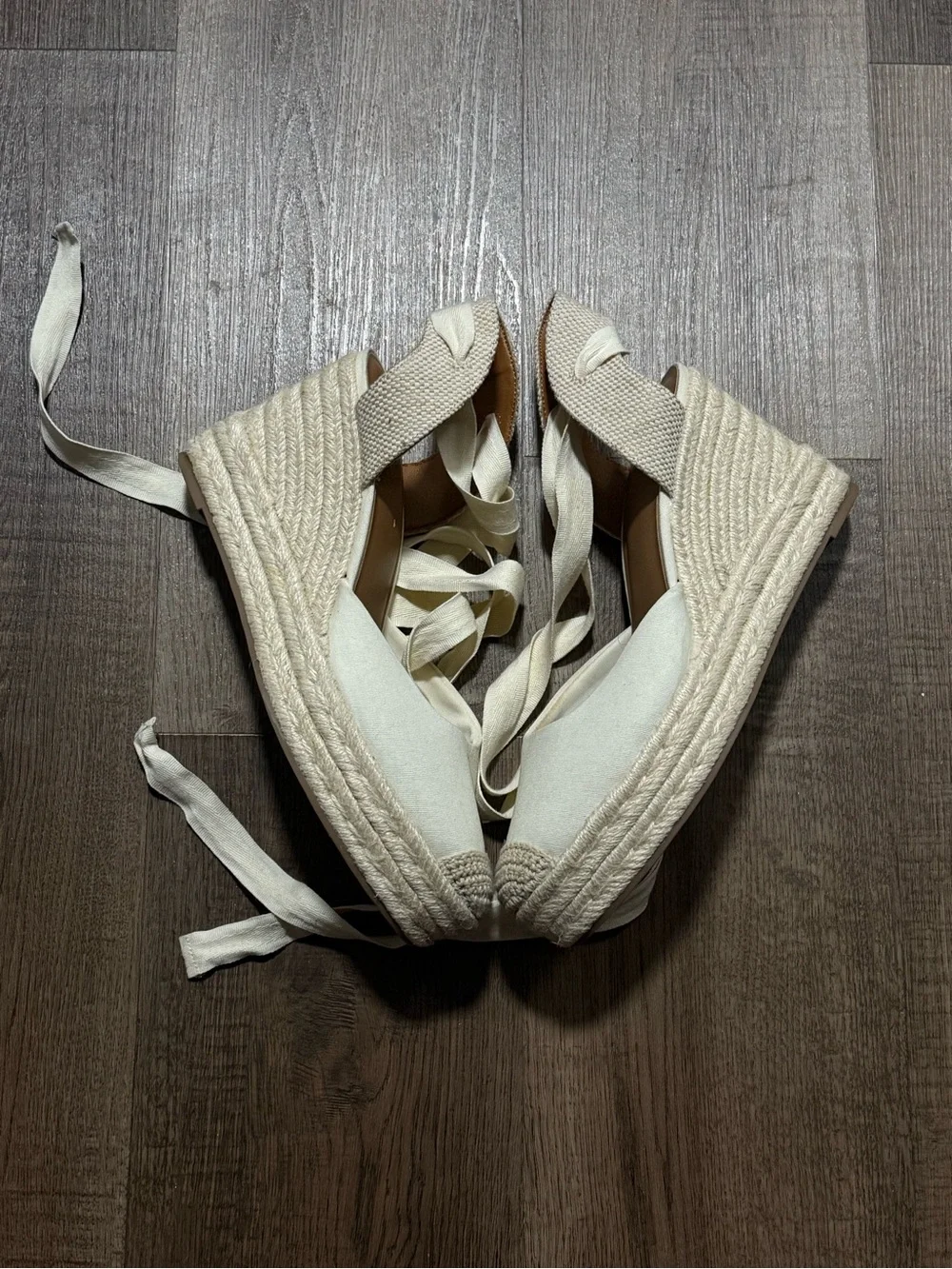 Target Cream Espadrille Platform Ankle Tie Sandals